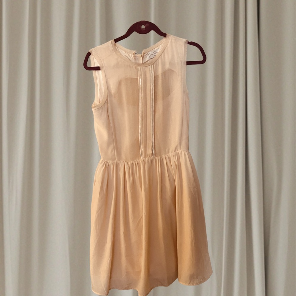 Cream A-Line Sleeveless Mini Dress for Wedding Guests
